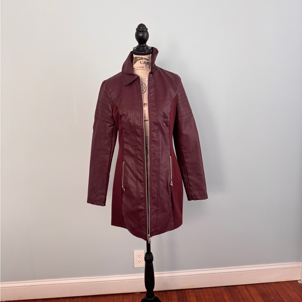 Chic Burgundy Leather Jacket for Women